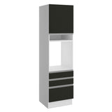 Mueble de Cocina para Horno Glamy 60 cm 1 Puerta y 3 Cajones Blanco/Negro