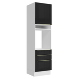 Mueble para Horno 60 cm 1 Puerta e 3 Cajones Blanco/Negro Lux Madesa