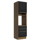Mueble para Horno 60 cm 1 Puerta e 3 Cajones Marrón/Negro Lux Madesa