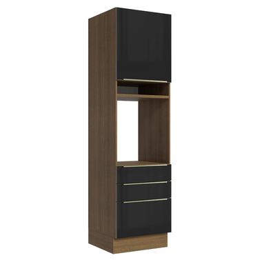 Mueble para Horno 60 cm 1 Puerta 3 Cajones Marrón/Negro Lux Madesa