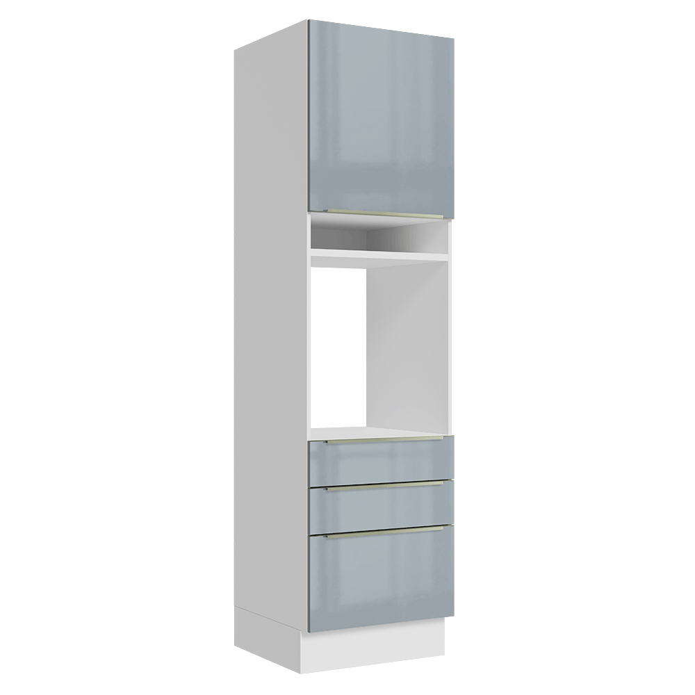 Mueble para Horno 60 cm 1 Puerta e 3 Cajones Blanco/Gris Lux Madesa
