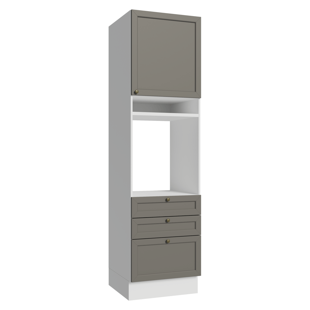 Mueble para Horno 60 cm 1 Puerta 3 Cajones Blanco/Gris Vik Madesa