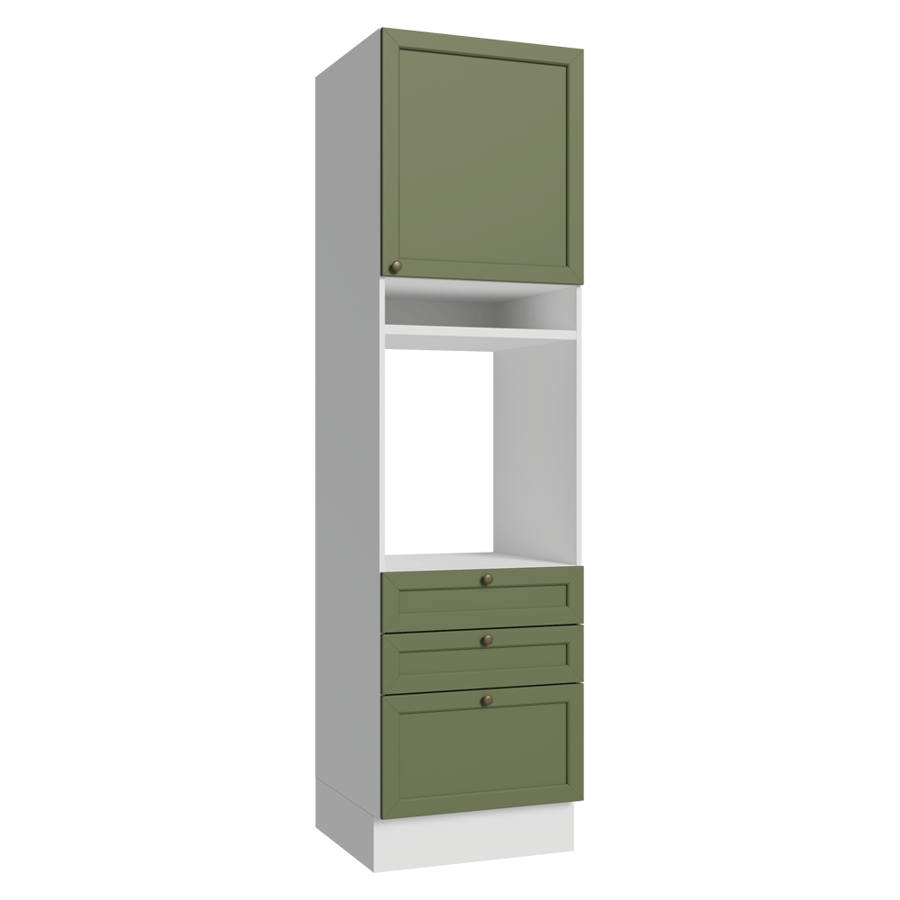 Mueble para Horno 60 cm 1 Puerta 3 Cajones Blanco/Verde Vik Madesa