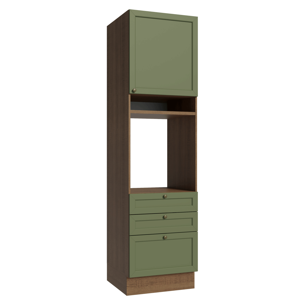 Mueble para Horno 60 cm 1 Puerta 3 Cajones Marrón/Verde Vik Madesa