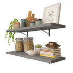 Kit 2 Repisas de Cocina 60 cm con Soporte Metálico Gris Madesa