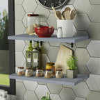 Kit 2 Repisas de Cocina 80 cm con Soporte Metálico Gris Madesa