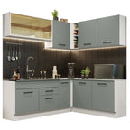Cocina Integral Esquinera 389cm Blanco/Gris Agata 01
