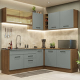 Cocina Integral Esquinera 389cm Marrón/Gris Agata 01