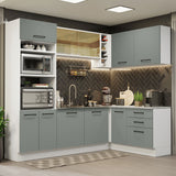 Cocina Integral Esquinera 399cm Blanco/Gris Agata 01
