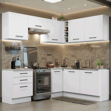 Cocina Integral Esquinera 399cm Blanco Agata 02