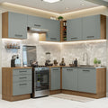 Cocina Integral Esquinera 399cm Marrón/Gris Agata 02