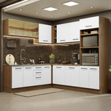 Cocina Integral Esquinera 459cm Marrón/Blanco Agata 01