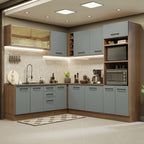 Cocina Integral Esquinera 459cm Marrón/Gris Agata 01