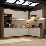 Cocina Integral Esquinera 479cm Marrón/Crema Agata 01