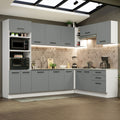 Cocina Integral Esquinera 479 x 52 cm 13 Puertas 3 Cajones Blanco/Gris Agata
