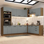 Cocina Integral Esquinera 479cm Marrón/Gris Agata 01