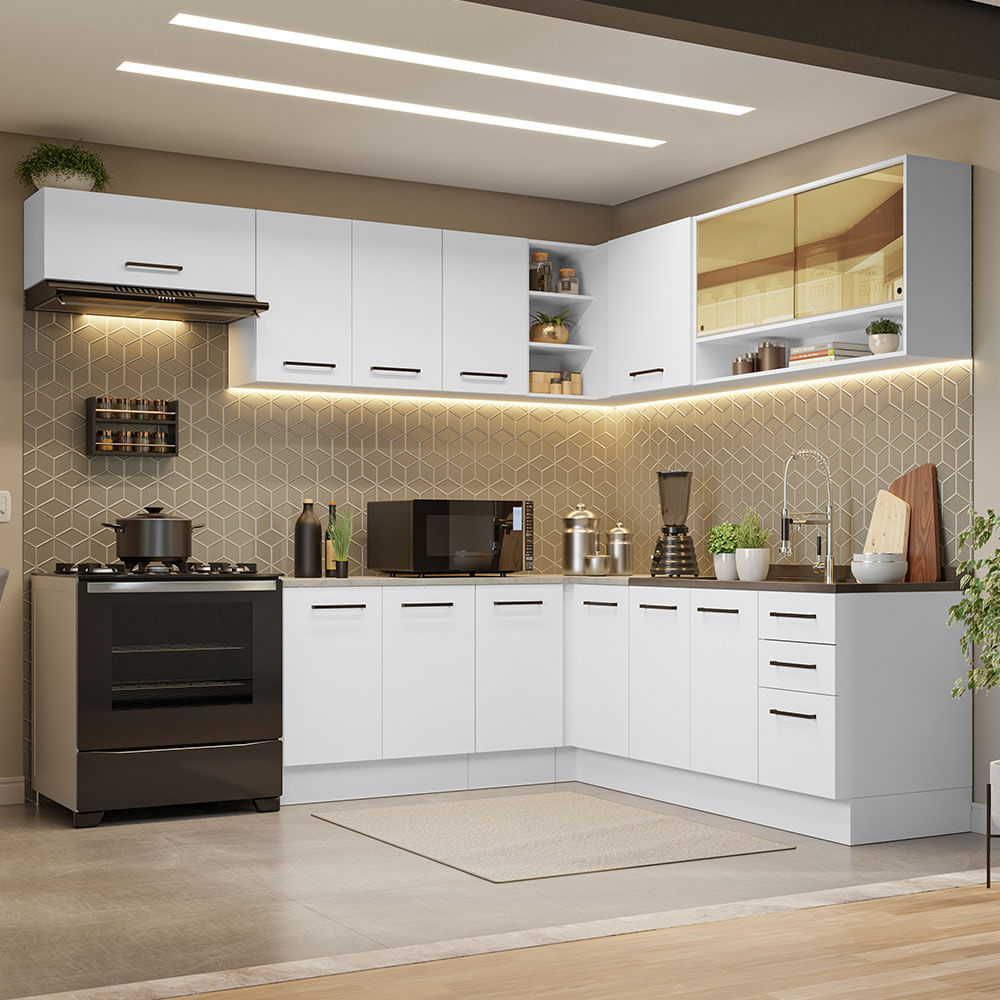 Cocina Integral Esquinera 486 x 60 cm Agata Blanco 01