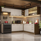 Cocina Integral de Esquina 486 x 60 cm Marrón/Crema 60cm de Profundidad Agata 01