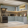 Cocina Integral de Esquina 486cm Blanco/Gris 60cm de Profundidad Agata 01