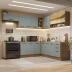 Cocina Integral de Esquina 486cm Marrón/Gris 60cm de Profundidad Agata 01