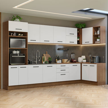 Cocina Integral Esquinera 499cm Marrón/Blanco Agata 01