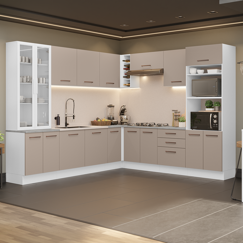 Cocina Integral 549cm Blanco/Crema Agata 01