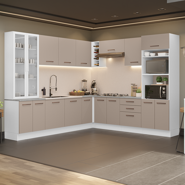 Cocina Integral 549cm Blanco/Crema Agata 01