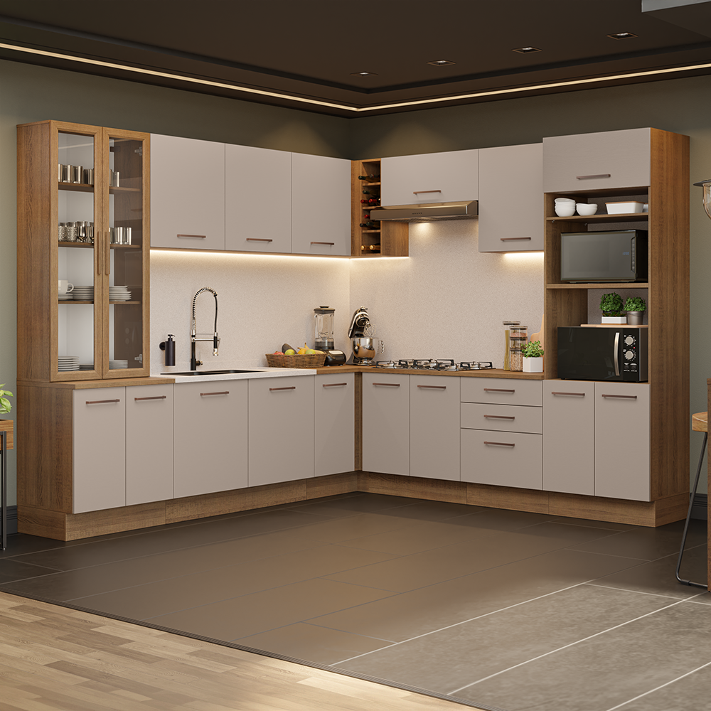 Cocina Integral 549cm Marrón/Crema Agata 01