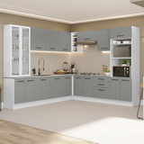 Cocina Integral Esquinera 549cm Blanco/Gris Agata 01