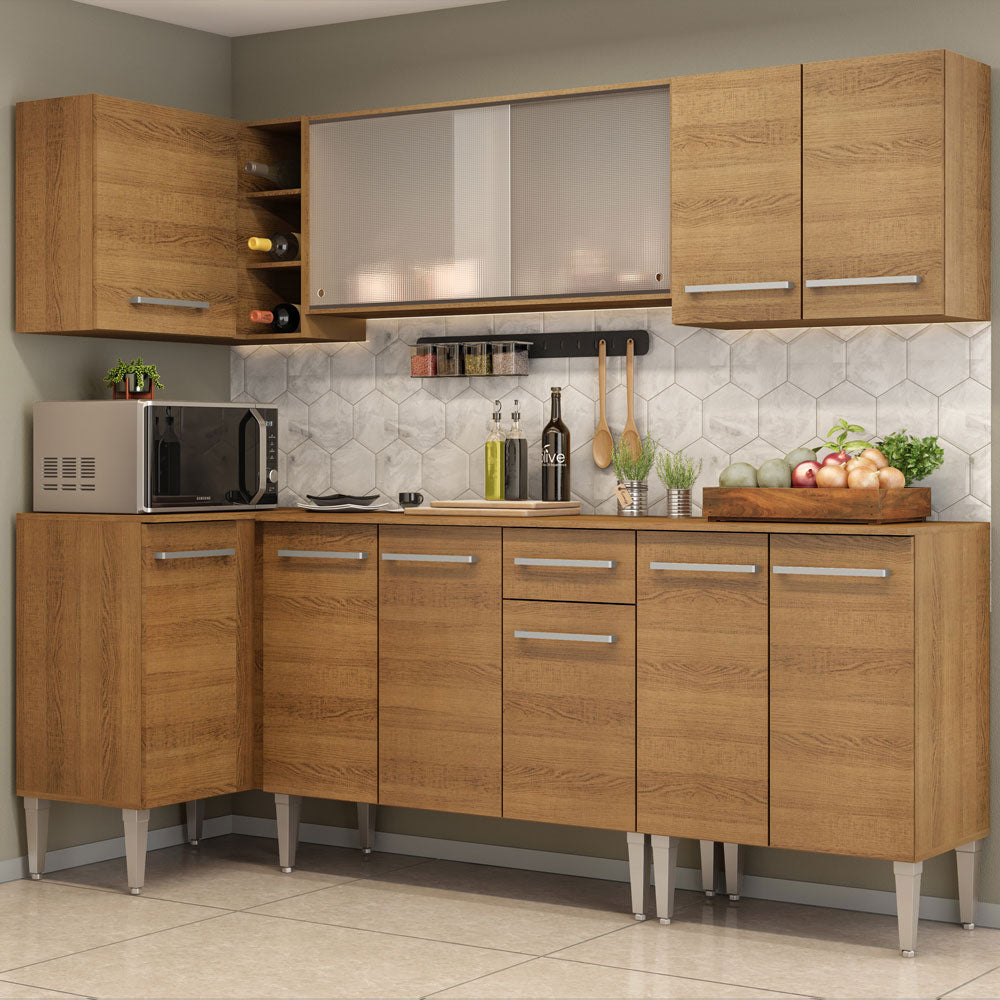 Cocina Integral Esquinera 293cm Marrón Emilly Point 03