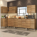 Cocina Integral Esquinera 357cm Marrón Emilly Rock 01