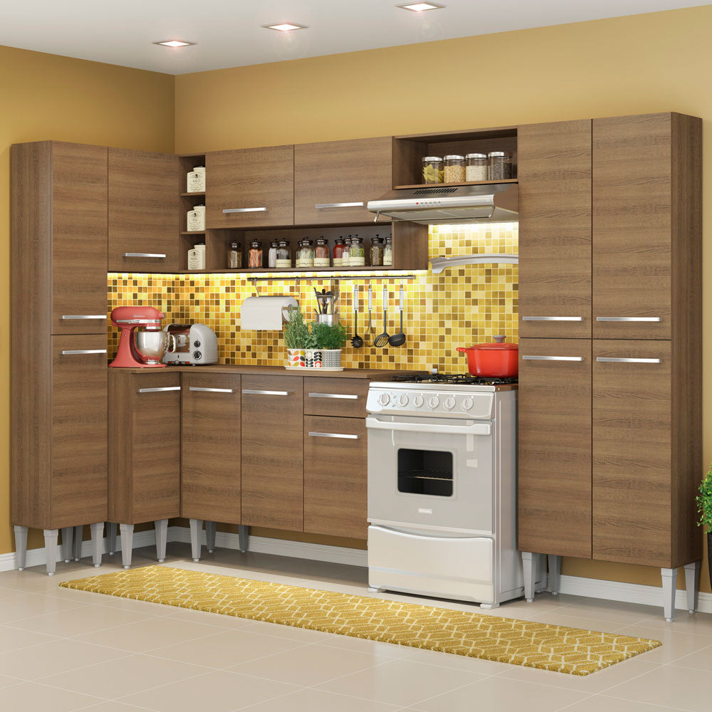 Cocina Integral Esquinera 385cm Marrón Emilly Love 01