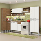 Cocina Integral Esquinera 385cm Marrón/Branco Emilly Love 01