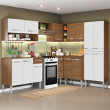 Cocina Integral Esquinera 417cm Marrón/Blanco Emilly Ice 01