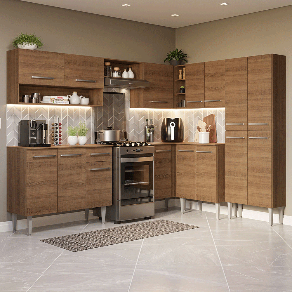 Cocina Integral Esquinera 417cm Marrón Emilly 02
