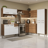 Cocina Integral Esquinera 417cm Marrón/Blanco Emilly 02