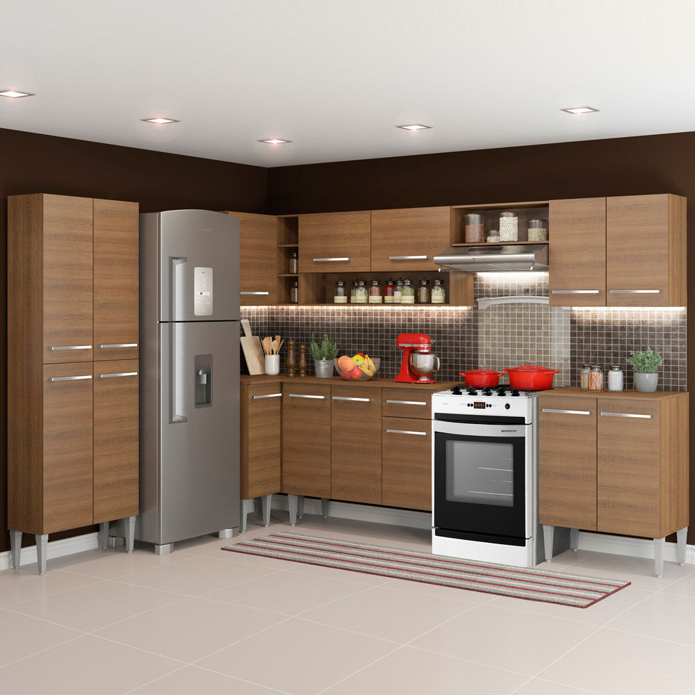 Cocina Integral Esquinera 481cm Marrón Emilly Moon 01