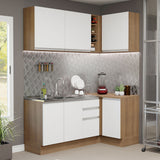 Cocina Integral Esquinera 269cm Marrón/Blanco Glamy 01