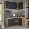 Cocina Integral Esquinera 269cm Marrón/Negro Glamy 01