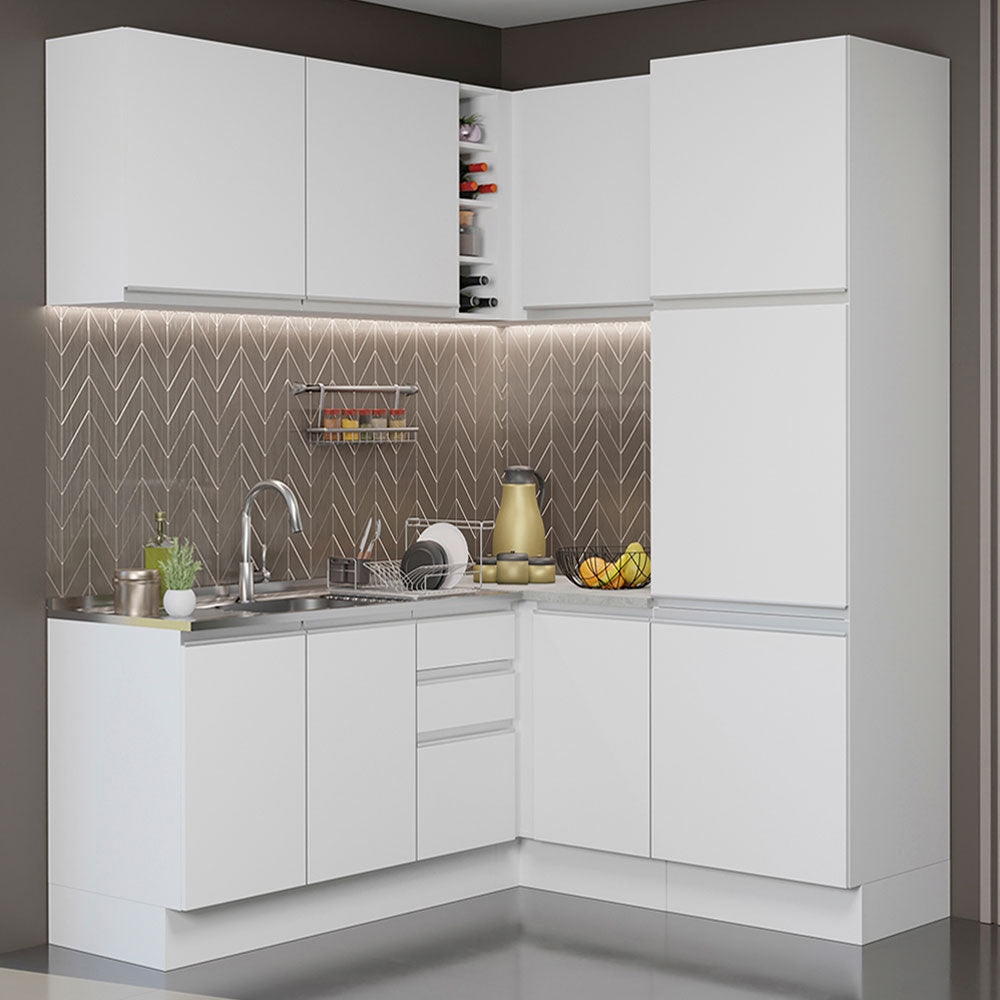 Cocina Integral Esquinera 329cm Blanco Glamy 01