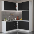 Cocina Integral Esquinera 329cm Blanco/Negro Glamy 01