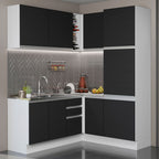 Cocina Integral Esquinera 329cm Blanco/Negro Glamy 01