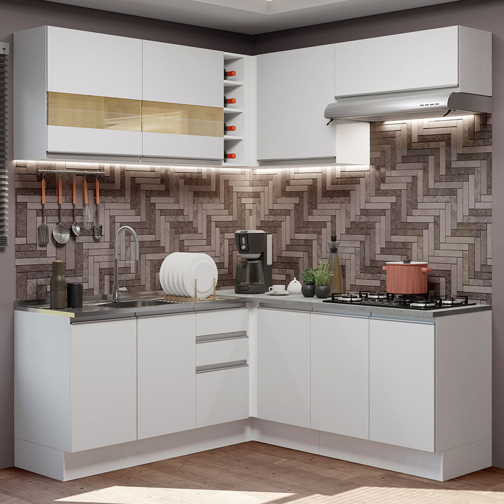 Cocina Integral Esquinera 349cm Blanco Glamy 01