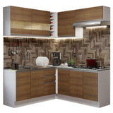 Cocina Integral Esquinera 349cm Blanco/Marrón Glamy 01