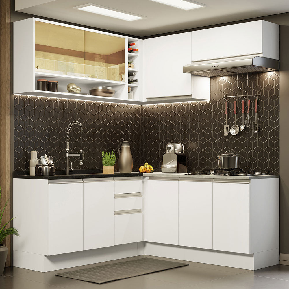 Cocina Integral Esquinera 349cm Blanco Glamy 02