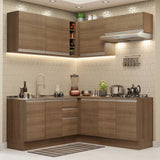 Cocina Integral Esquinera 349cm Marrón Glamy 03