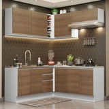 Cocina Integral Esquinera 349cm Blanco/Marrón Glamy 03