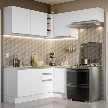 Cocina Integral Esquinera 349cm Blanco Glamy 07