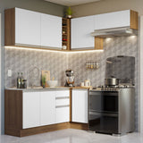 Cocina Integral Esquinera 349cm Marrón/Blanco Glamy 07