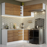 Cocina Integral Esquinera 349cm Blanco/Marrón Glamy 07